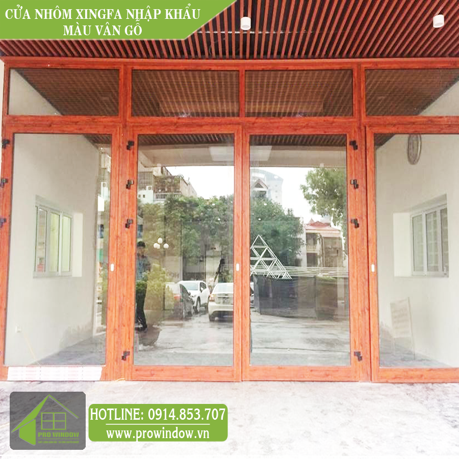mẫu cửa nhôm xingfa màu vân gỗ, cửa nhôm xingfa màu vân gỗ tại Đà Nẵng